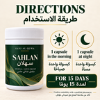 How to use Sahlan - 1 capsule morning and 1 capsule night for 15 days