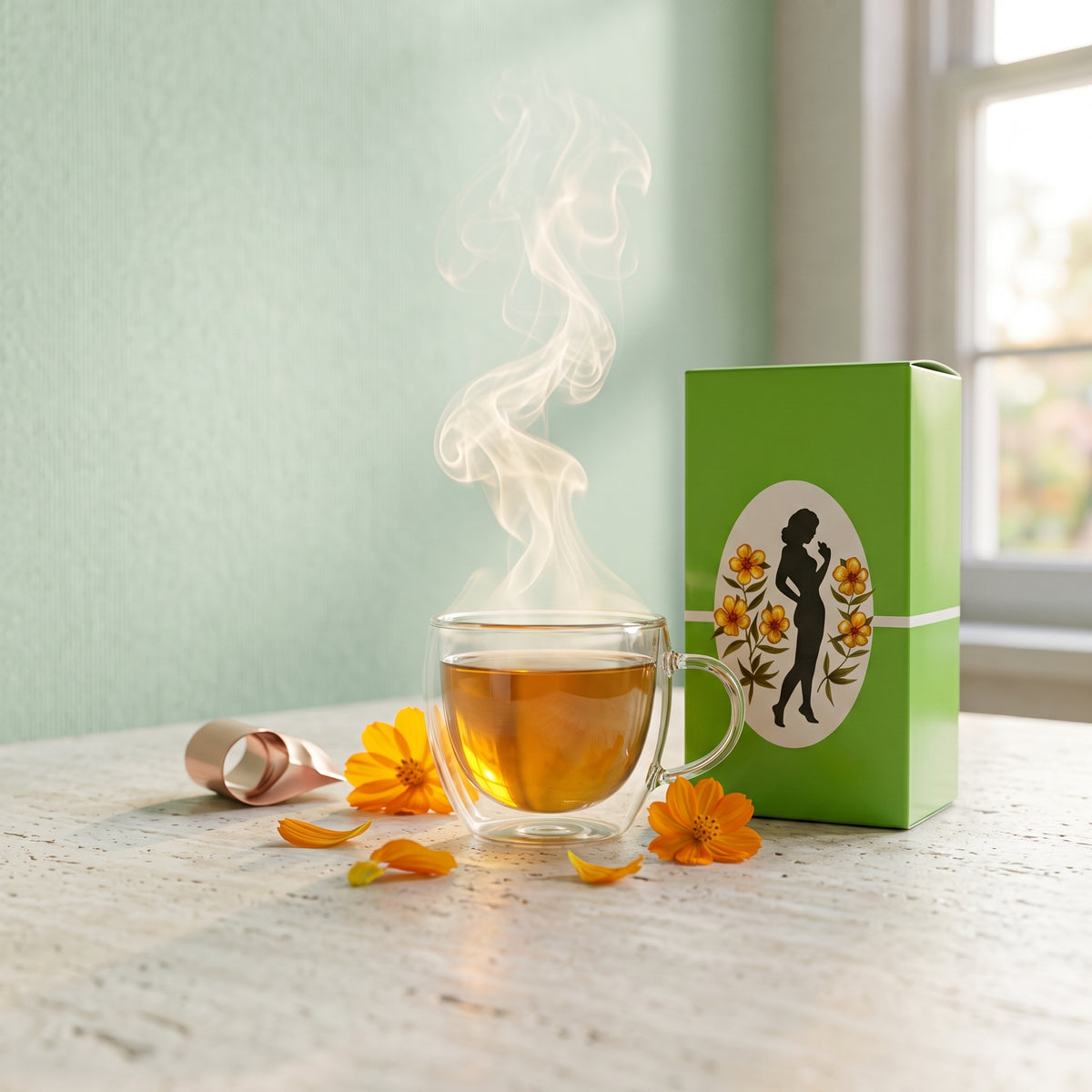 Sliming Herb Tea brewed cup, wide banner shot
